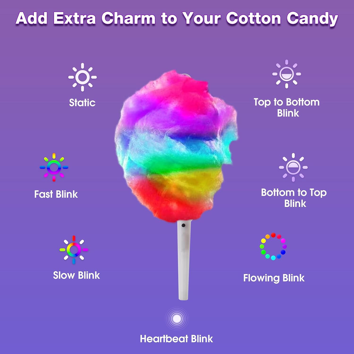 200 Pcs LED Cotton Candy Sticks – Waterproof Reusable Light-Up Cones – Glow in the Dark Candy Holders – Vibrant Flashing Colors – Party Supplies for Christmas, Birthdays, Weddings & Festivals