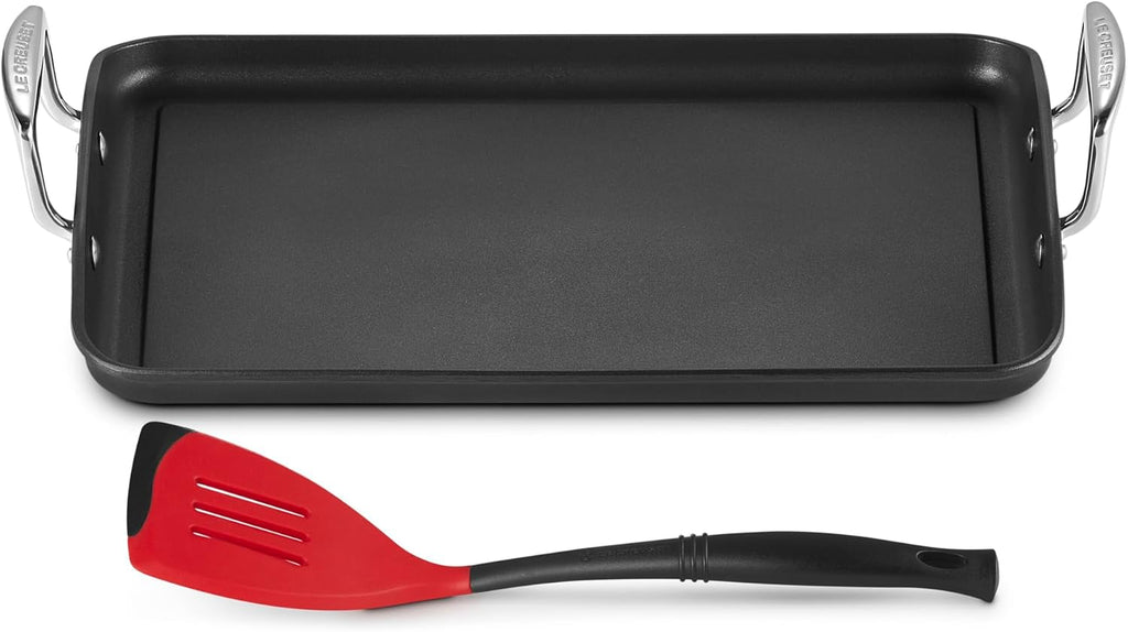 Le Creuset Toughened Nonstick PRO Griddle with Bi Material Slotted Turner, 14'