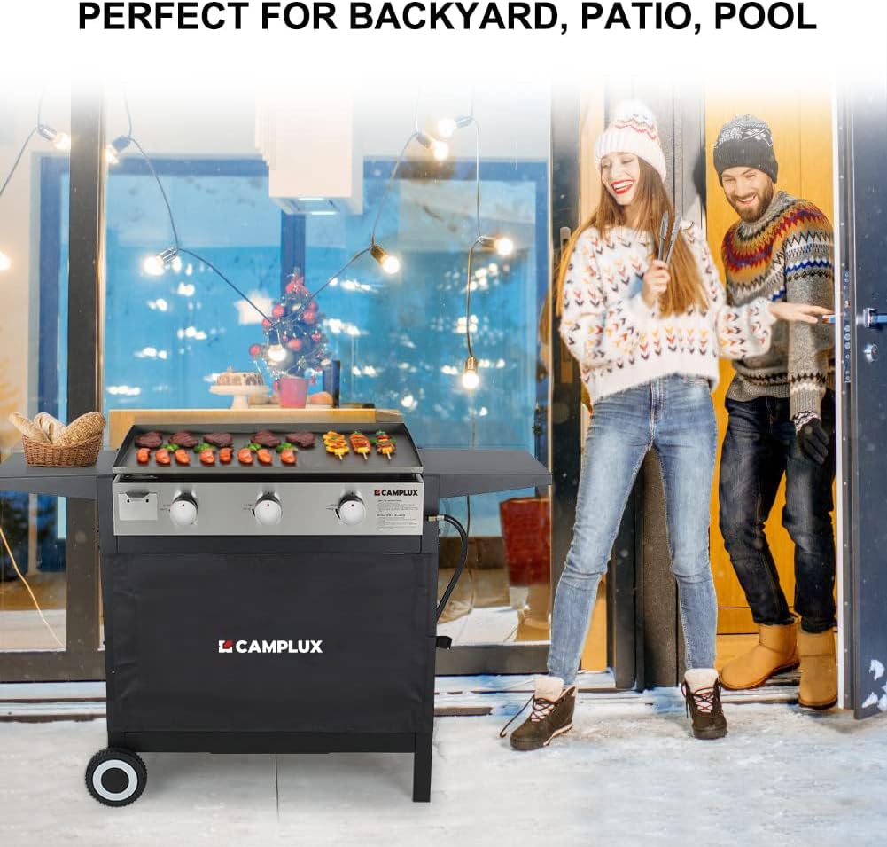 CAMPLUX Flat Top Griddle, Propane gas outdoor grill Griddle Cooking Station for Camping,BBQ,Tailgating or Picnicking, Stainless Steel, Silver, Black