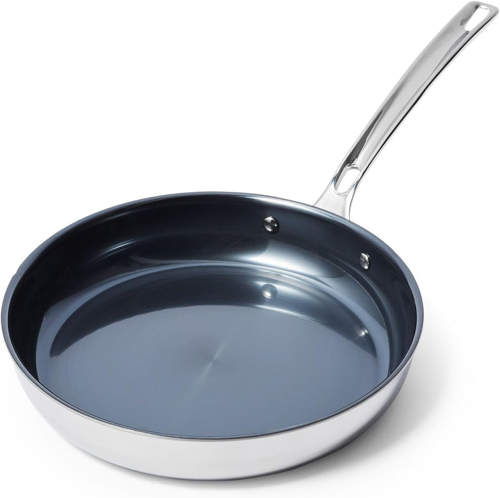 Viking 4-Ply Frying Pan, 10 Inch Laser Clad Titanium Performance Ti Kitchen Cookware, Blue/SIlver