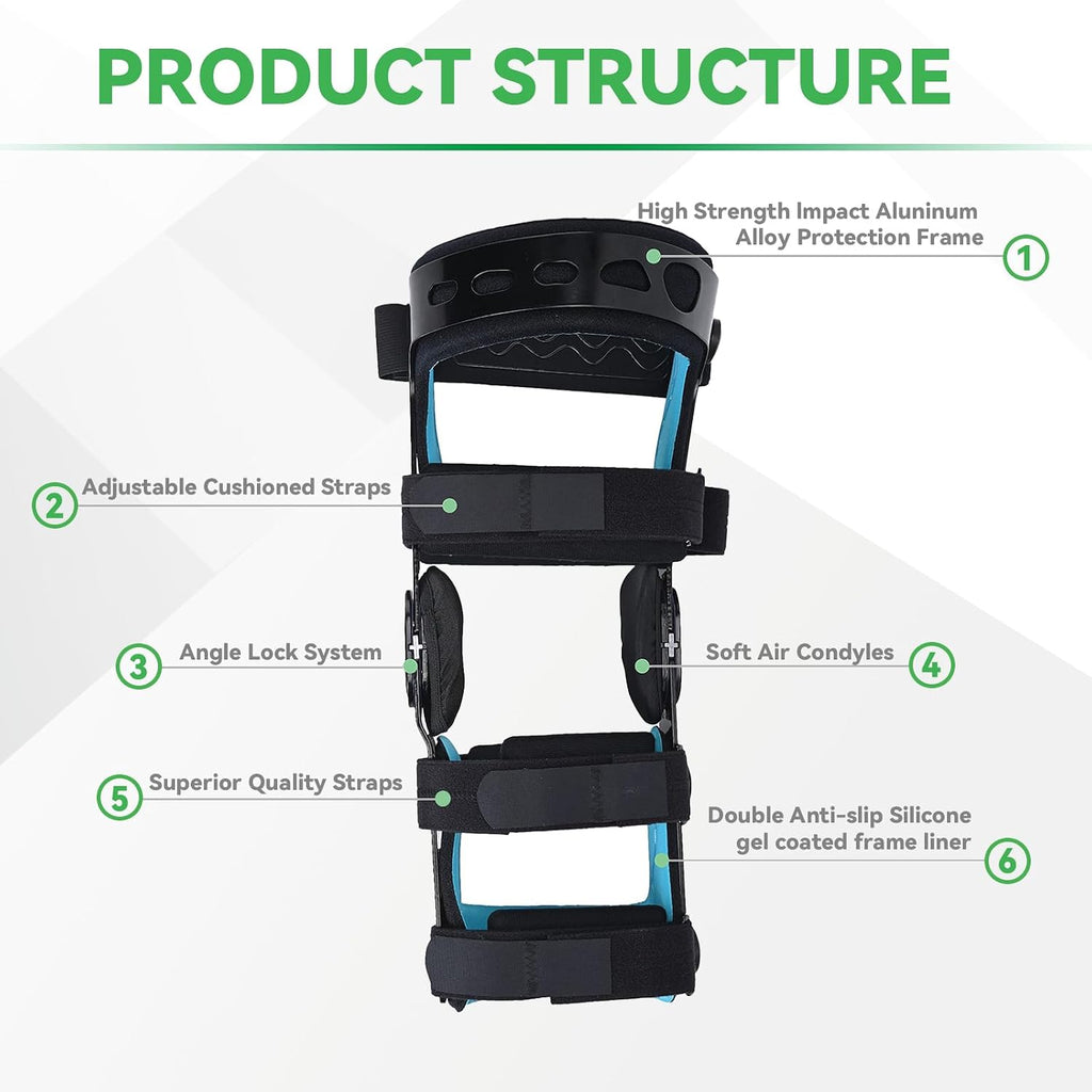Orthomen Functional Knee Brace, for ACL MCL PCL Meniscus Ligament Sports Injuries, Adjustable Hinged ROM Orthopedic Knee Orthosis for Men & Women (L-Left)
