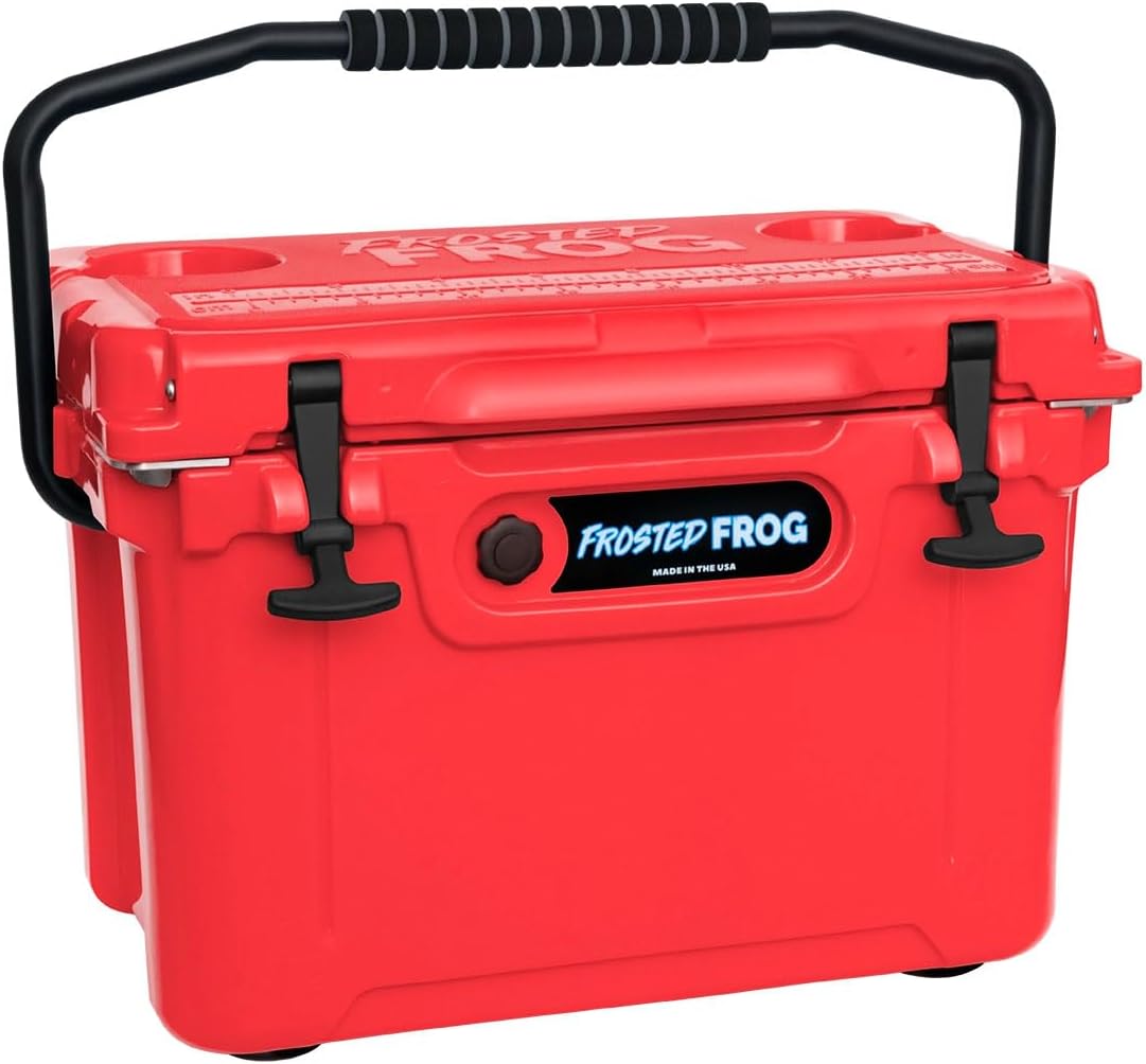 USA Made Frosted Frog 20 Quart Ice Chest Heavy Duty High Performance Roto-Molded Commercial Grade Insulated Cooler