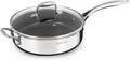 DELUXE Hybrid Ceramic Nonstick 3.7 Qt Deep Sauté Pan with Lid, Stainless Steel Skillet with Stay-Cool Handles, Dishwasher and Oven-Safe, PFOA Free Deep Frying Pan, Compatible with All Cooktops