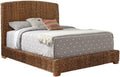 Coaster Home Furnishings Laughton Coastal Hand Woven Banana Leaf Bed Frame Eastern King Size Upholstered Panel Bed Amber Brown 300501KE