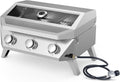 BESTFIRE 3-Burner Tabletop Gas Grill with Viewing Glass, 30,000 BTU Stainless Steel Portable Propane BBQ Grill with Thermometer, Professional Outdoor Cooking for Patio, Camping, RV and Tailgating
