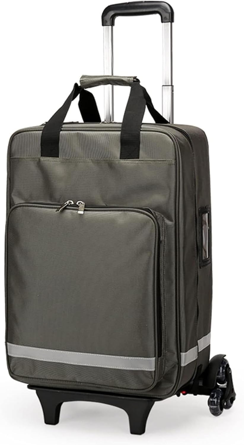 IOCCIOBB First Aid Kit Bag with Detachable Trolley,Nurse Roller Bag with Removable Dividers, for Home Visits, for Doctors(A03)