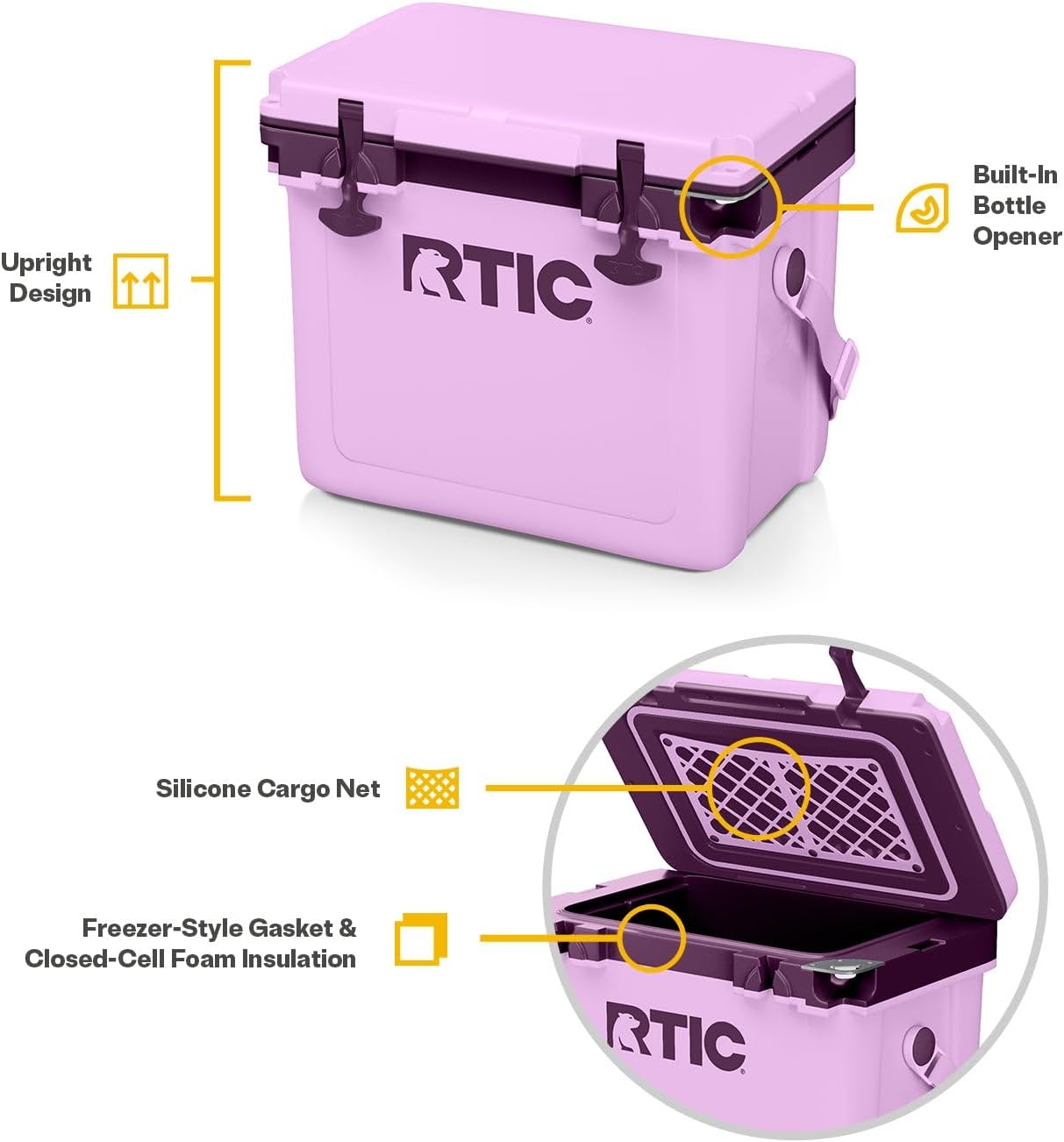 RTIC Ultra-Light Hard Cooler Insulated Portable Ice Chest Box for Drink, Beverage, Beach, Camping, Picnic, Fishing, Boat, Barbecue, 30% Lighter Than Rotomolded Coolers