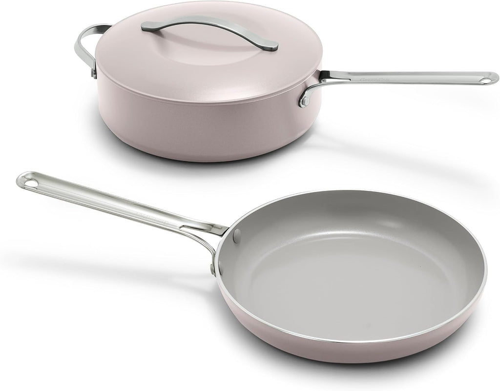 GreenPan Nova 10' Frying Pan Skillet and 4.37QT Sauté Pan with Lid, Oprah's Favorite Things 2024, PFAS-Free Ceramic Nonstick, Induction Suitable, Sear, Fry, Broil, Dishwasher & Oven Safe, Clay