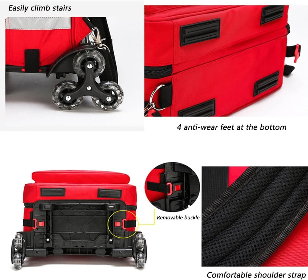 First Aid Kit Bag Rolling Medical Supplies Bag with Detachable Trolley, Nurse Rolling Bag Emergency Rescue Kit for Outdoor Hiking, Backpacking