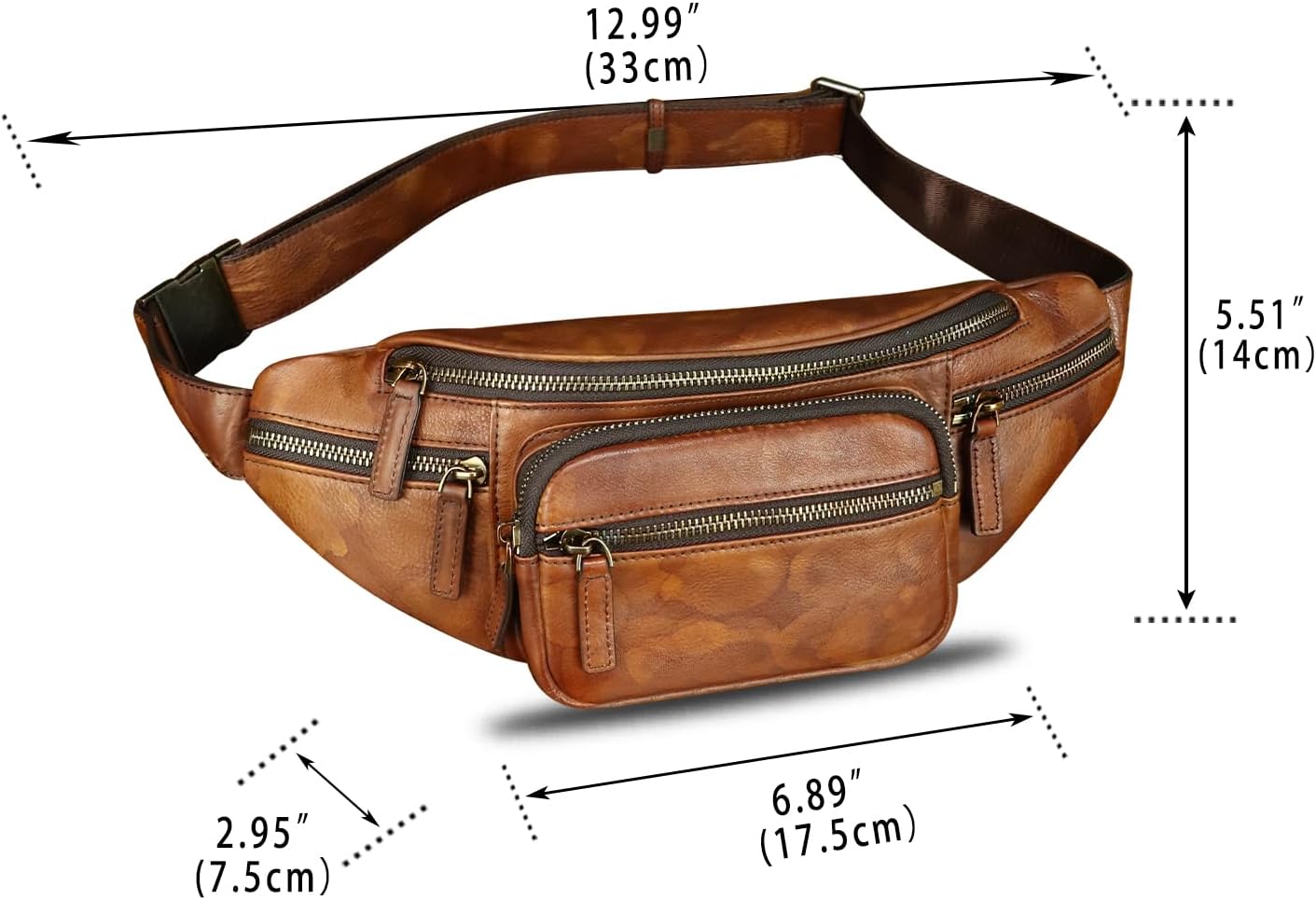 Genuine Leather Fanny Packs for Women and Men Waist Bag Vintage Hip Bum Bag Over Shoulder Crossbody Sling Bag (Multicolor)