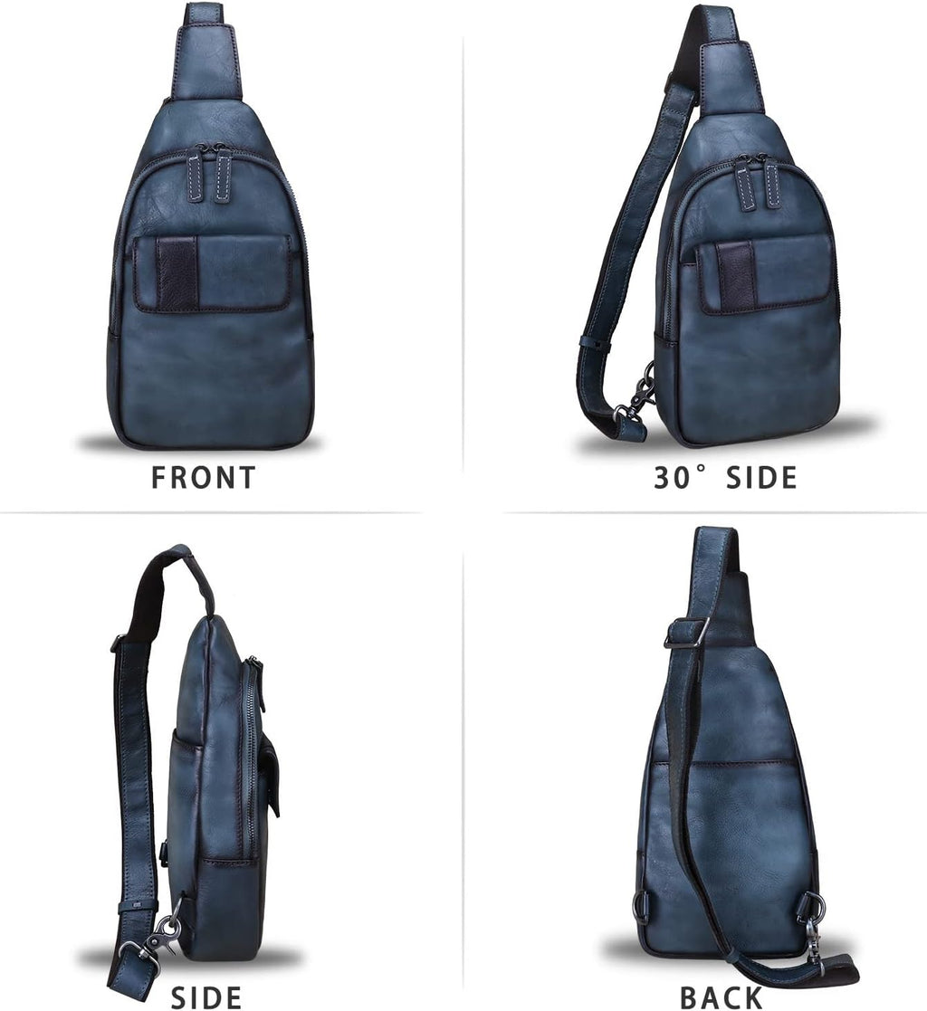 Genuine Leather Sling Bag - Handmade Leather Backpack for Women and Men - Crossbody, Chest Bag