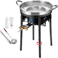 23' Concave Comal w/100,000BTU Propane Grill Burner Set, Discada disc Outdoor Cooker, Stainless Steel Griddle Fryer Cookware Set, Disco Para Cocinar, Tacos Stir Fry Wok, Paella Burner and Stand Set