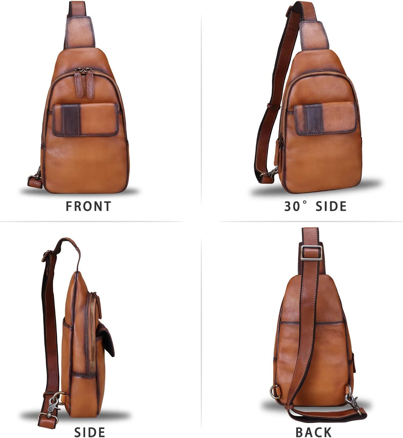 Genuine Leather Sling Bag - Handmade Leather Backpack for Women and Men - Crossbody, Chest Bag