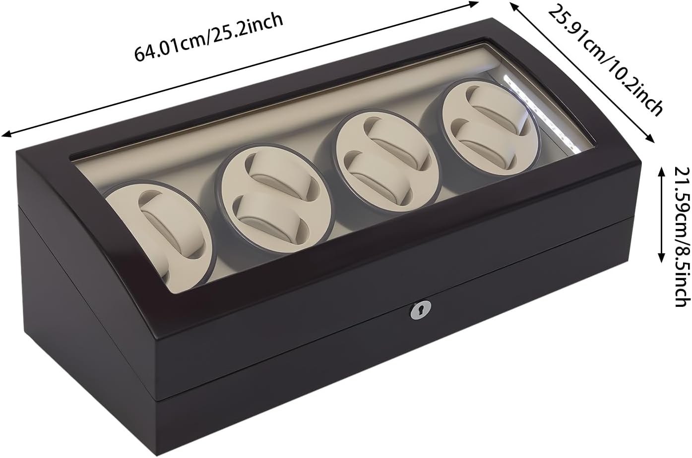 Automatic Watch Winder Display Box,17 Slot (8 Auto+9 Fixed) with 10dB Silent Motor,PU Wood Acrylic Watch Storage Case with Key Lock/Blue Ambient Light for Automatic/Semi-Mechanical Watches Collector