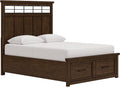 Signature Design by Ashley Taffenbrook Queen Bed Frame with Headboard, 2-Drawer Storage Platform Bed, Hardwood Solids, Mango Wood Veneer, MDF, Rich Brown Finish