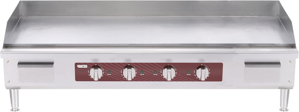 Kratos 48' Wide Commercial Electric Countertop Griddle, Flat Stainless Steel Grill for Restaurants, 208/240V, 10482/1400W (29M-154)