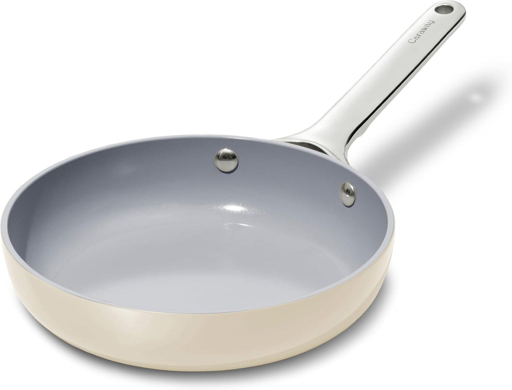 Caraway Nonstick Ceramic Mini Fry Pan (1.05 qt, 8') - Non Toxic, PTFE & PFOA Free - Oven Safe & Compatible with All Stovetops (Gas, Electric & Induction) - Cream