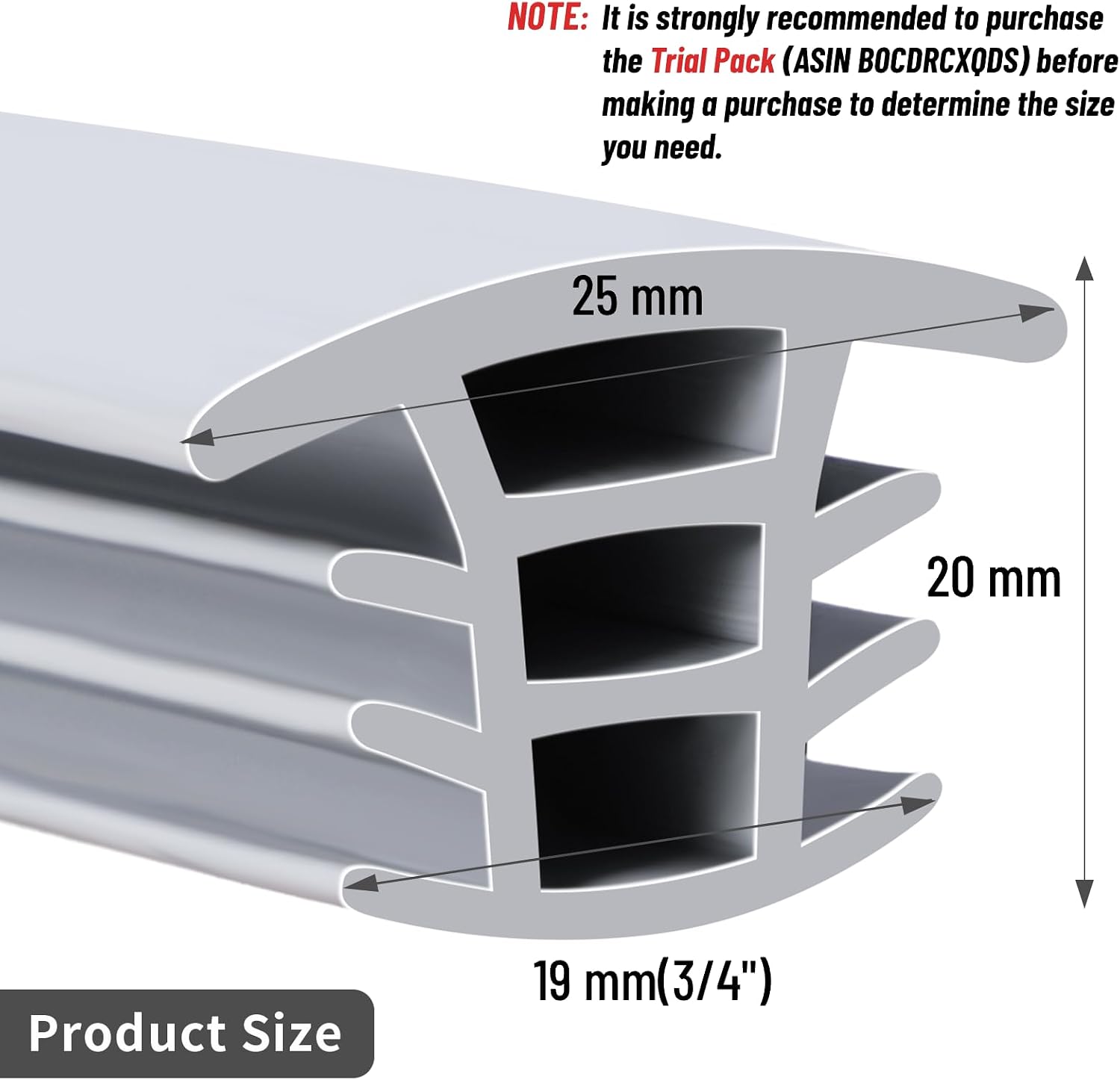 Flexible EPDM Rubber Strip (100 ft Long and 3/4 inch Wide) for Concrete Crack Repair and Replacement - Weather and Aging Resistant Expansion Joint Filler for Driveways and Sidewalks