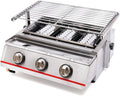 Commercial Countertop Gas Grill, 3 Burner LPG Indoor Smokeless Gas Grill Barbecue Griddle, Adjustable Height Non-stick Stainless Steel Gas Yakitori Grill for Restaurant, Camping, Picnic
