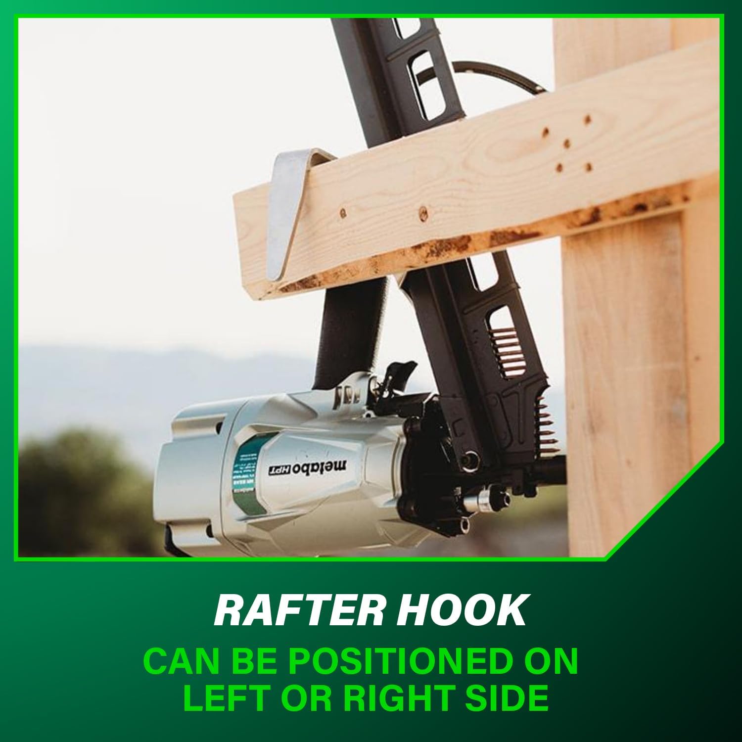 Metabo HPT Framing Nailer, Pro-Preferred Pneumatic Power Nailer & Framing Tool for Flooring, Roof Decking, Selectable Trigger & Rafter Hook, 21° 2' to 3-1/4' Plastic Collated Nails, NR83A5