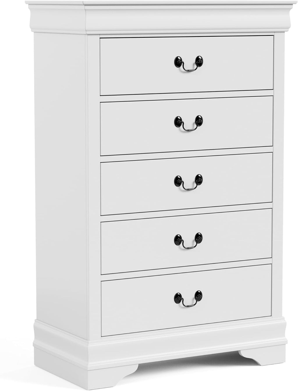 Furniture of America Arabella Traditional Solid Wood 3 Piece Bedroom Set, King Bed Frame, Nightstand, and Chest, Chic Sleigh Design Bedframe with Headboard and Footboard, Box Spring Needed, White