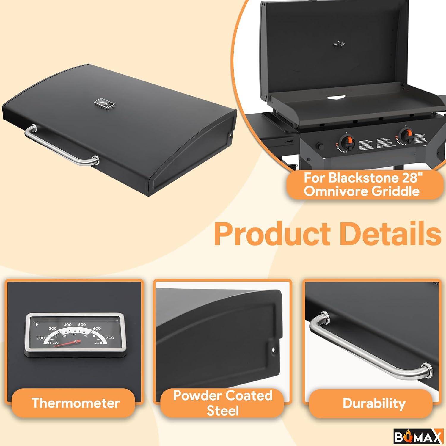 Griddle Lid for Blackstone 28' Omnivore 2287 2206 1517(2024 Model), 5857 Griddle Hard Cover for 28 Inch Blackstone Griddle Lid, Griddle Hood Flat Top Grill Cover 28 Inch Lid