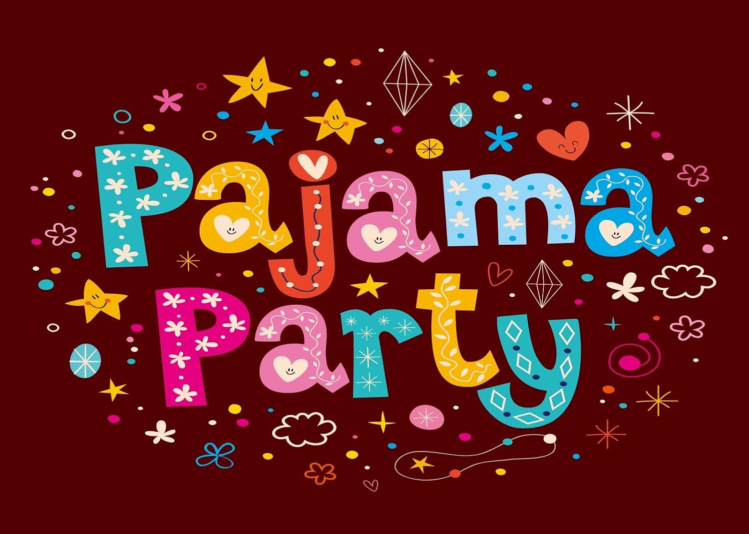 BELECO 20x10ft Fabric Pajama Party Backdrop Slumber Party Sleepover Decorations Background Banner Kids Girls Birthday Party Decorations Photoshoot Studio Props