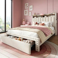 EnHomee Twin Fabric Upholstered Bed Frame with 2-Tier Vertical Channel Tufted Headboard and 2 Storage Drawers, Extra Storage Space for Bedroom Apartment, Beige
