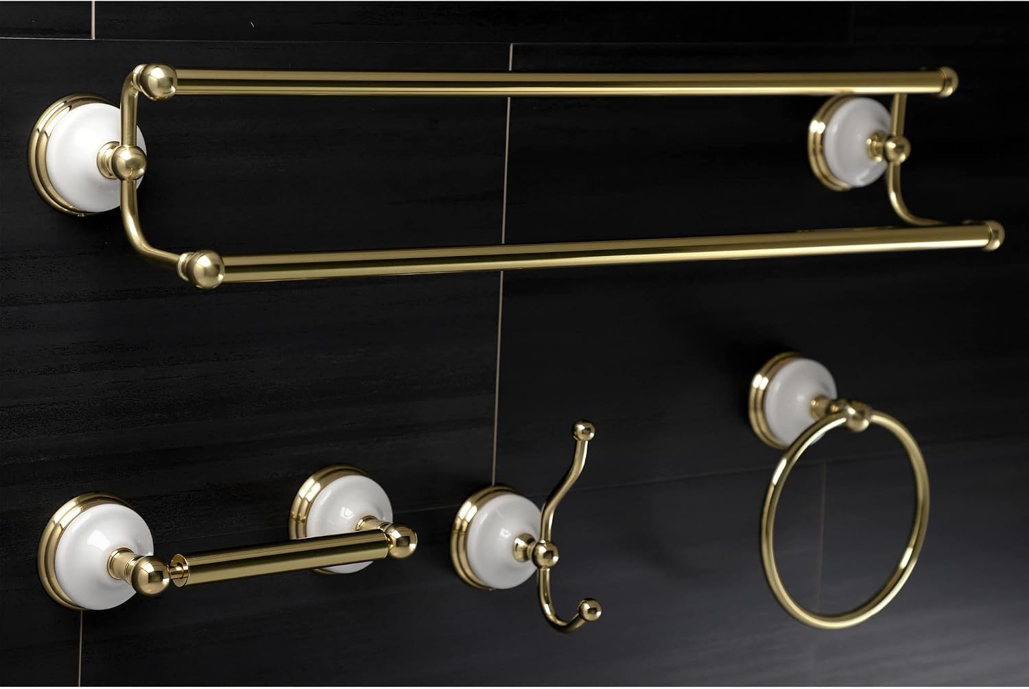 Kingston Brass BAK1113478ORB Victorian 4-Pieces Dual -Towel Bar Bathroom Hardware Set, 24 inch Length, Oil Rubbed Bronze