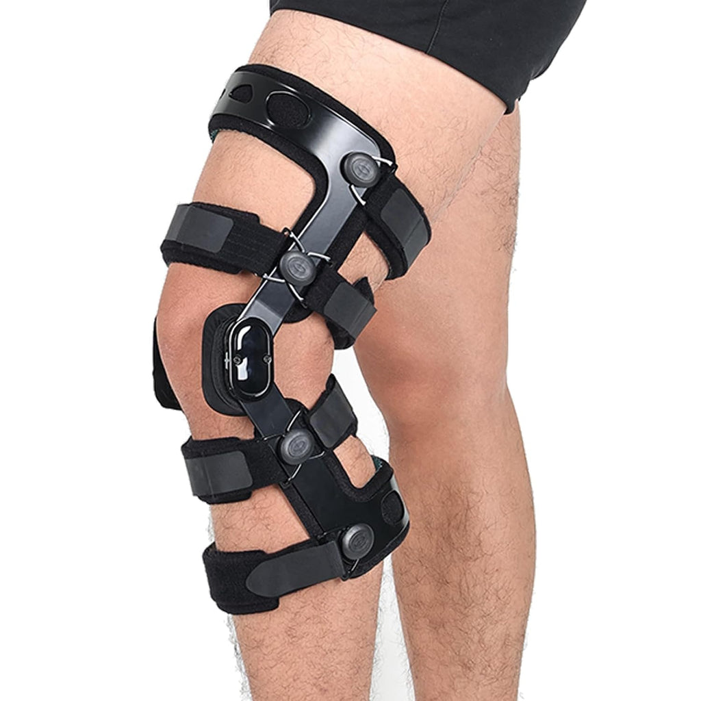 Orthomen Functional ACL Knee Brace, for Meniscus Ligament Sports Injuries, Adjustable Comfortline Hinged ROM Orthopedic Knee Orthosis for Meniscus Tear Knee Protection fit Men & Women(S-Left)