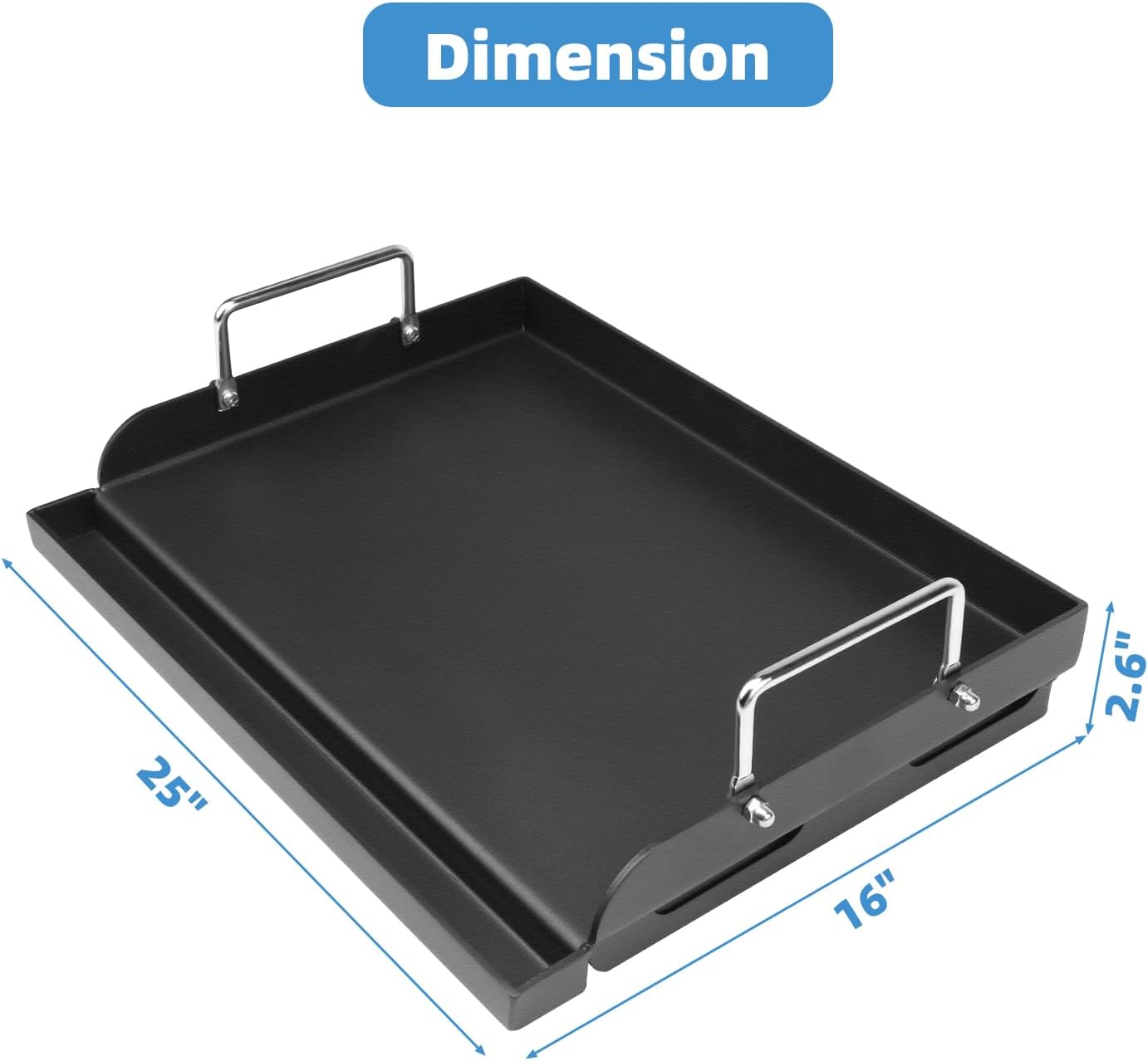 25' x 16' Griddle Plate for Gas Grill - Nonstick Coating Cooking Griddle for Charcoal/Electric Grill, Large Universal Flat Top Plate with Grease Groove and Removable Handles
