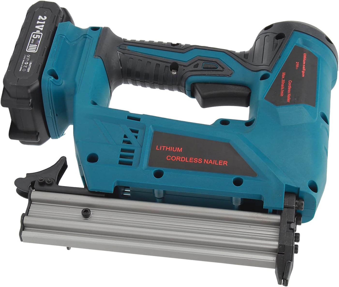 Cordless Brad Nailer, Battery Powered Electric Nail Gun with Battery Charger for Upholstery, Material Repair, Carpentry, DIY, Home Improvement, Woodworking (US)