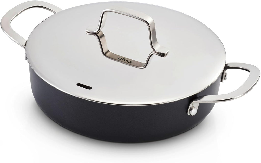 Alva Maestro 3.5 Qt Nonstick Ceramic Saute Pan with Lid, Non Stick Pan with Lid, Saute Pan Nonstick, Large Skillet with Lid, PFAS Free, Induction Compatible, Oven Safe Cooking Pan