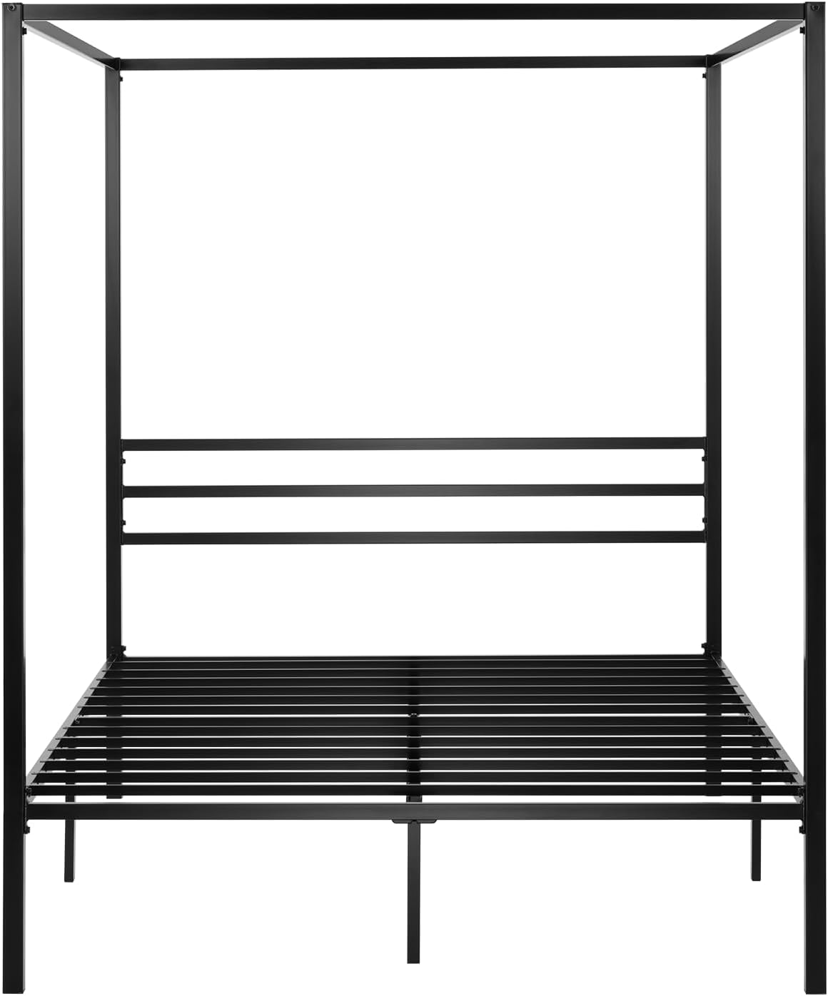 SHA CERLIN Canopy Bed Frame Queen Size/Mattress Foundation with Metal Slats Support/No Box Spring Needed/Easy Assembly/Black