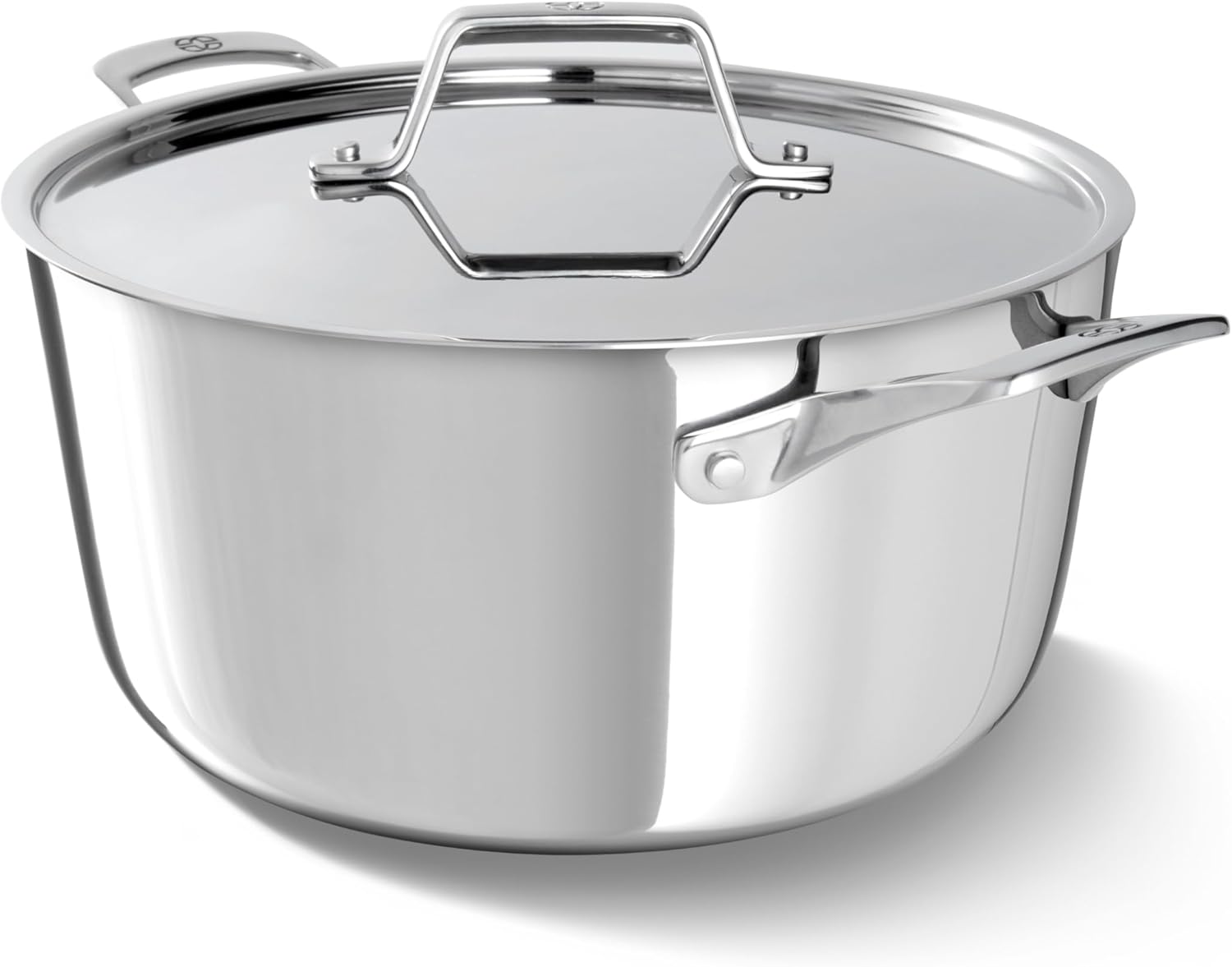 Calphalon Premier Polished 5-Ply Stainless Steel Cookware w/Turbo Heat Tech 6Qt Stock Pot with Lid, Induction, Oven Safe 500F, PFOA Free, Polished Stainless Silver