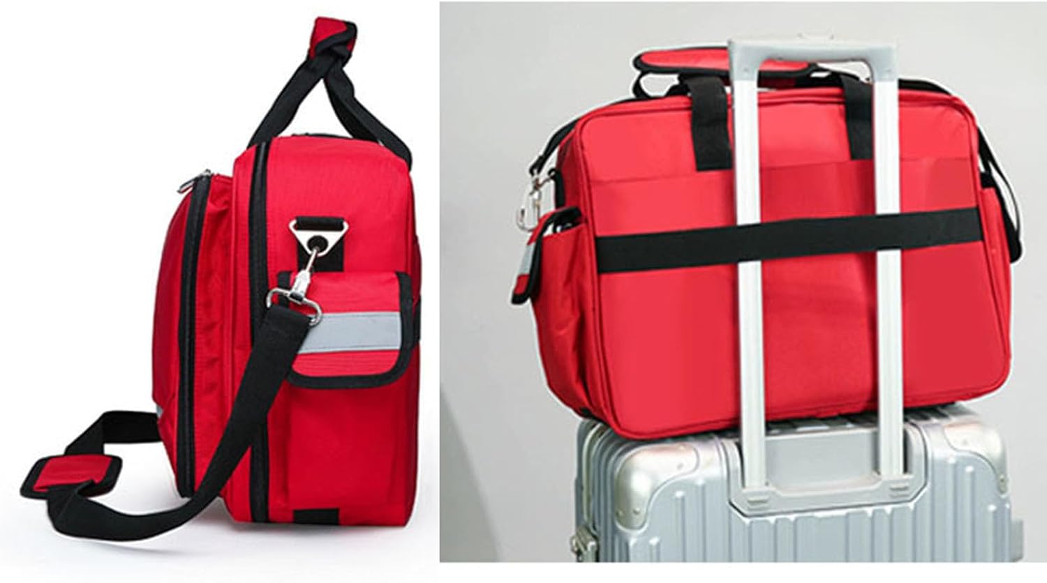 Compact Professional First Aid Kit, Portable Medical Visit Shoulder Bag, Multi-Compartment Supplies Refrigerated Storage(Red)
