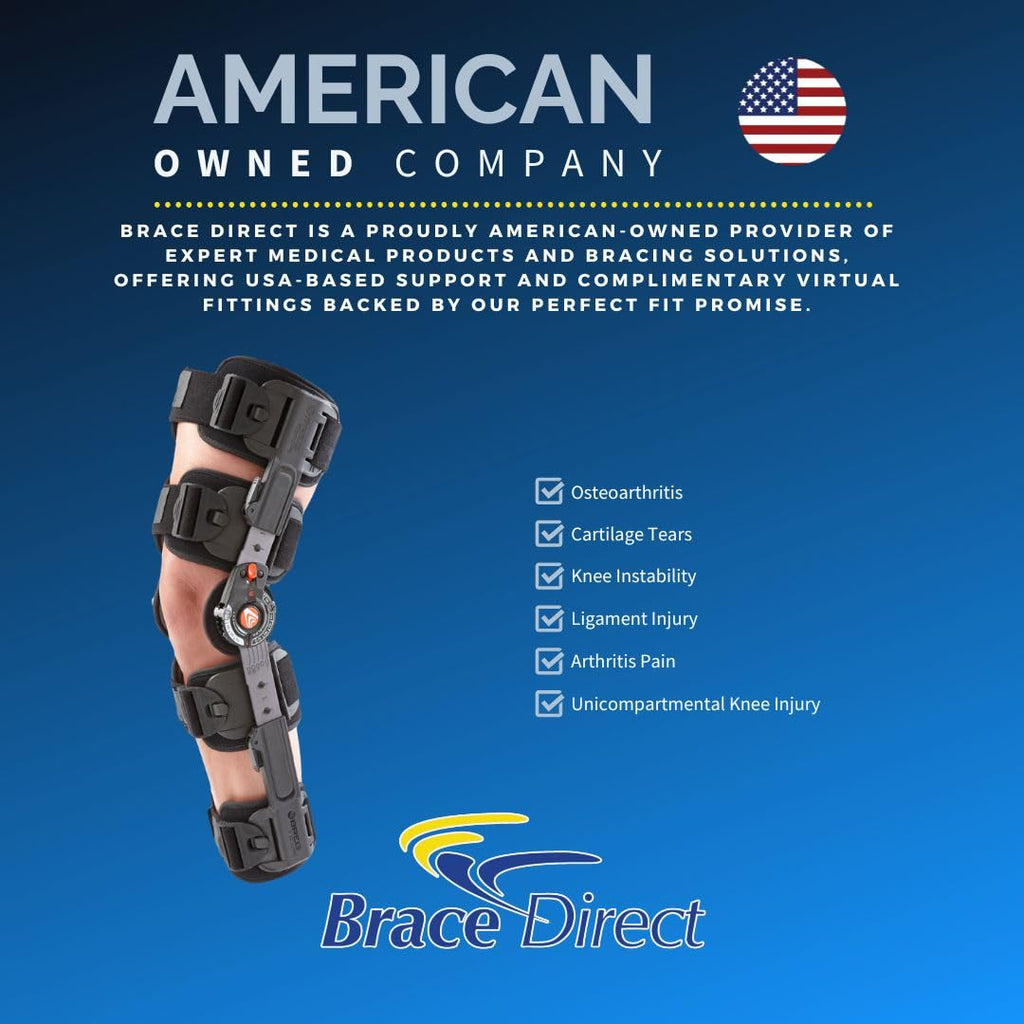 OA ROM Unloader Knee Brace - Adjustable Offloading for Degenerative Joint Disease and Osteoarthritis with Varus Valgus Correction L1843 L1851 (Left - Thigh up to 30 in)