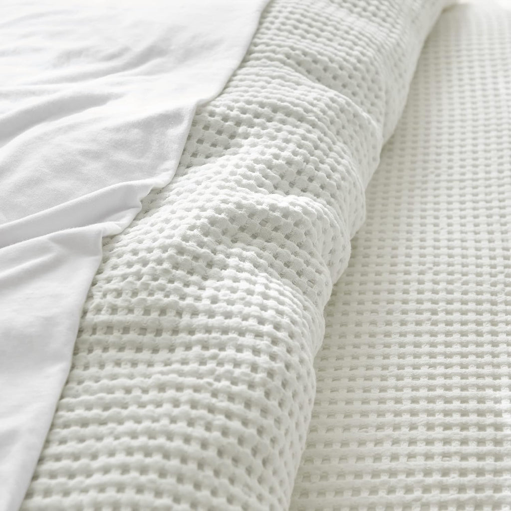 Levtex Home Mills Waffle Queen Duvet Cover Set (90x94in) with 2 Pillow Shams (26x20in) - Cream - 100% Cotton Queen Size Duvet Cover Set - Soft, Pre-Washed