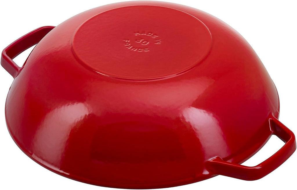 STAUB Cast Iron Perfect Pan, Wok, 4.5-quart, serves 4-5, Made in France, Cherry
