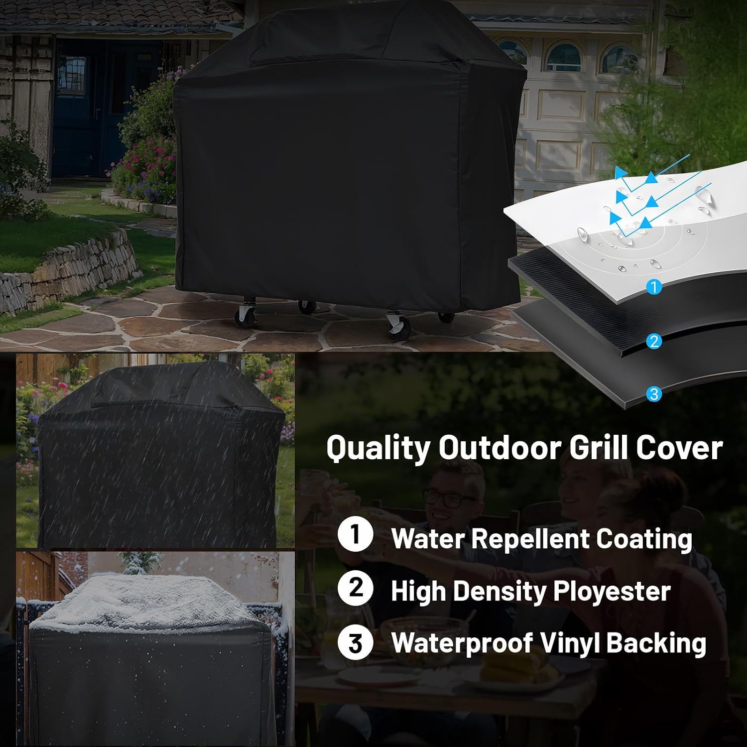 3-Burner Propane Gas BBQ Grill with Side Burner, 40,500 BTU Stainless Steel Gas Grill with Rain Cover for Outdoor, Camping, Barbecue Grilling Backyard Cooking (3+1 burners)