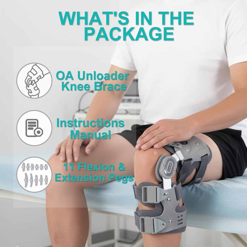 Osteoarthritis Unloader Knee Brace, OA Knee Brace for Arthritis Pain and Support, Low Profile Knee Support for Medial and Lateral Degeneration Knee Pain (Gray/Right)