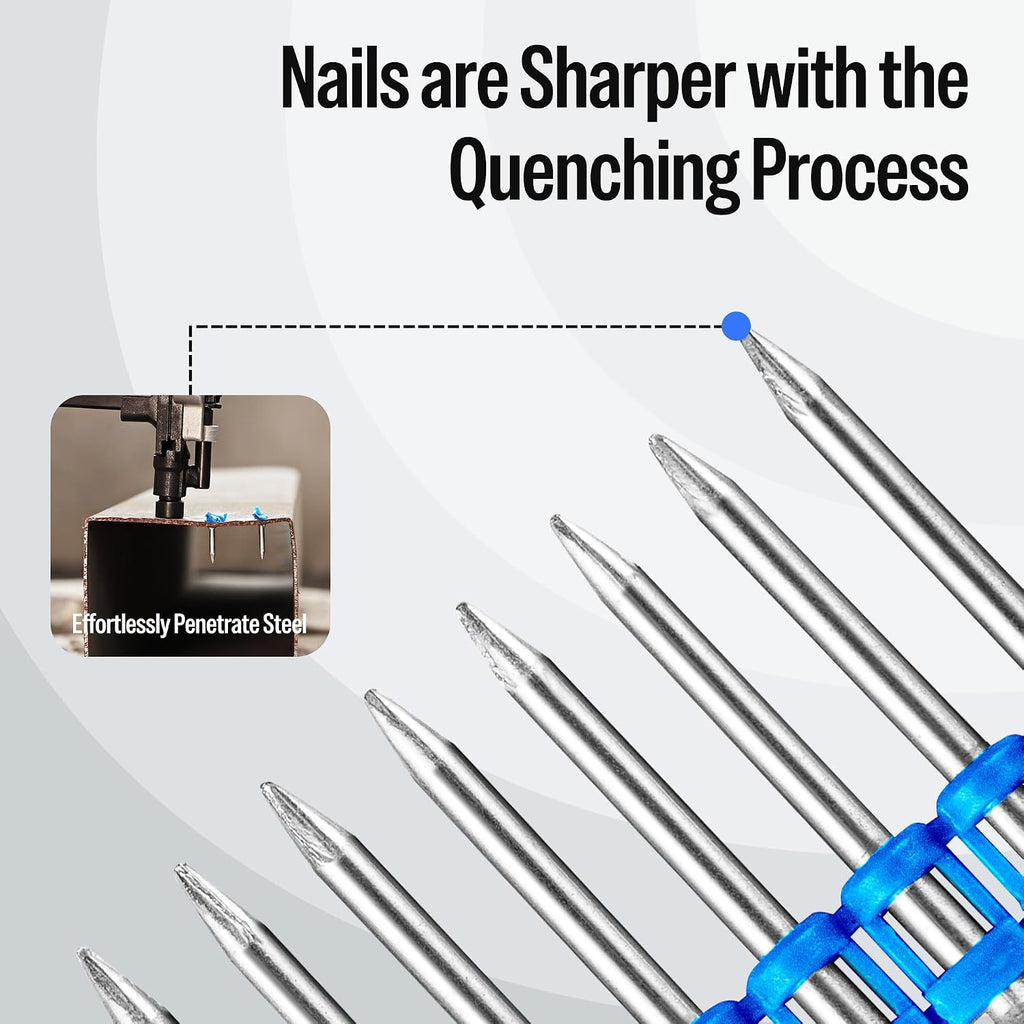 Meite 12 Gauge Plastic Collated Concrete Nails Drive Pins, 1-1/2' Length .118' Smooth Shank, Mechanical Galvanized Gas Pipe Fastening Nails for Drywall Track Steel-to-Concrete Framing (6 Boxes)