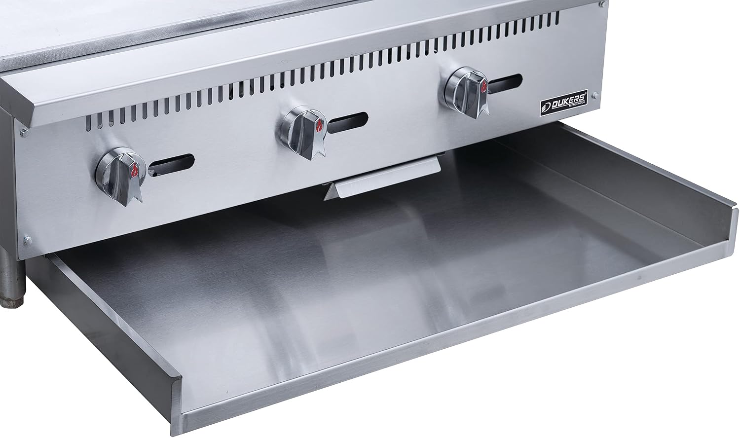 Dukers DCGMA36 36' in. W Commercial Countertop Gas Griddle, 1 Burner, NG/LPG (Natural Gas/Liquid Propane) 30,000 BTU 1 inch Plate with Manual Controls