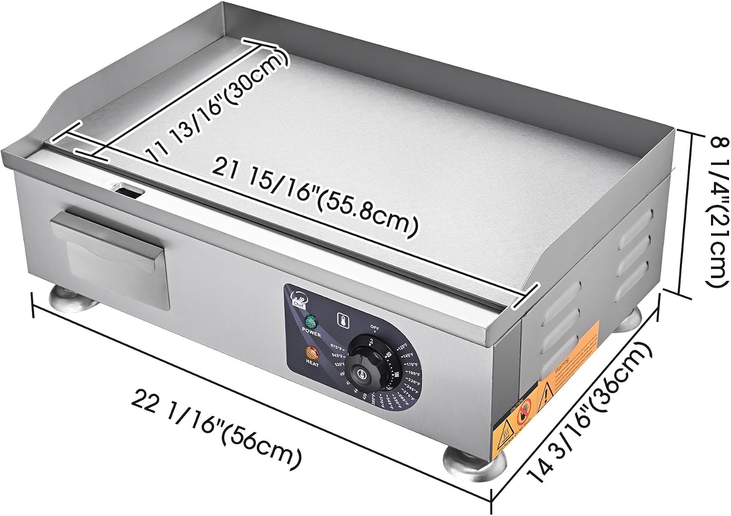 Yescom WeChef 3000W 22'' Electric Griddle Countertop Commercial Flat Top Hot Plate Restaurant BBQ Grill, 26ECG003-22IN-11-1