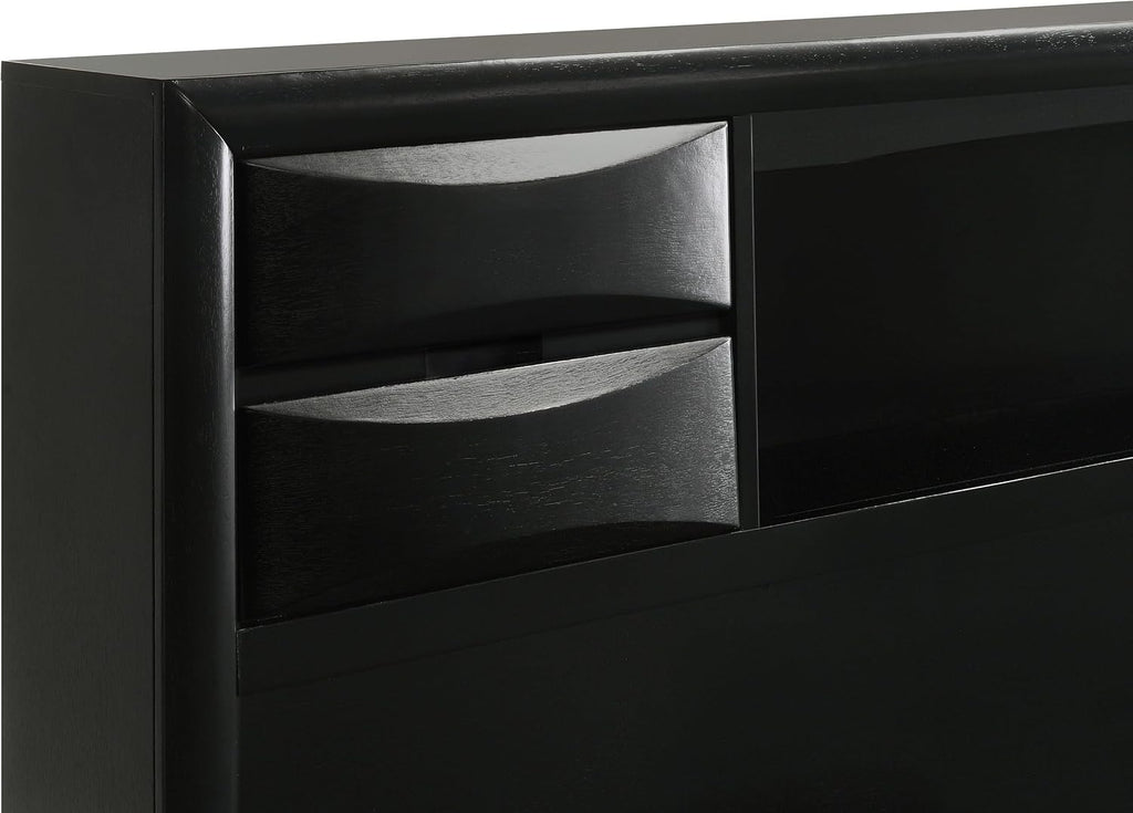 Coaster Home Furnishings Briana Transitional 5-Piece Bedroom Set Eastern King Size Storage Bookcase Bed Frame 56-inch Headboard Black 202701KE-S5