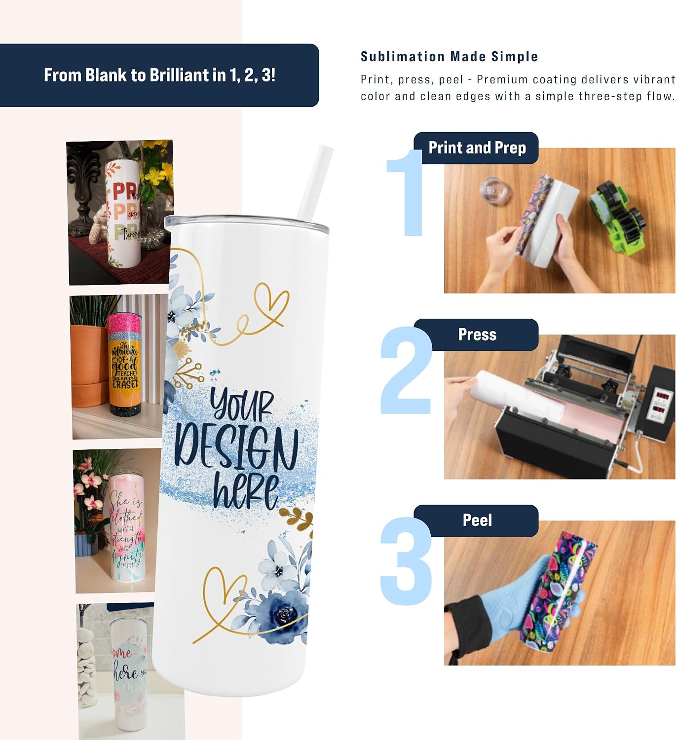 Hogg 20 oz Glow in the Dark Sublimation Tumblers (24 Units) - Red, Sublimation Blanks, Glow in the Dark Tumbler, 20oz Skinny, Blank Cups with Lids and Straws