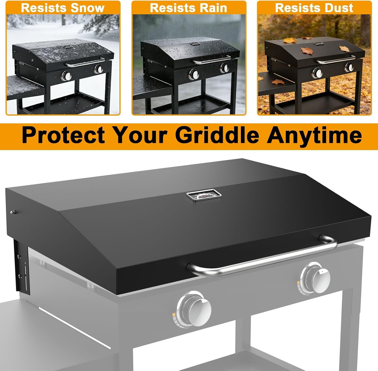 Hinged Lid for Blackstone Griddle 28 Inch Hard Cover Lid for Blackstone Griddle 28-Inch 1517 1853 1605 1839 1856 1885 1983 1924 2094 2145 Accessories 28' Grill Top Hood Replacement Parts with Handle