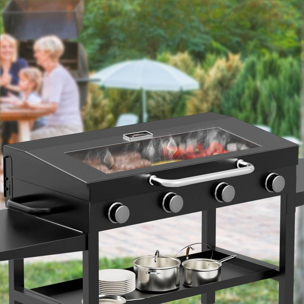 BBQ Future Upgrade Hinged Lid for Blackstone 36 inch Griddle, Clear View Grill Hard Cover for Blackstone 36' Griddle Omnivore 1554 1863 1825 1818 2177 Original Flat Top Griddle Hood