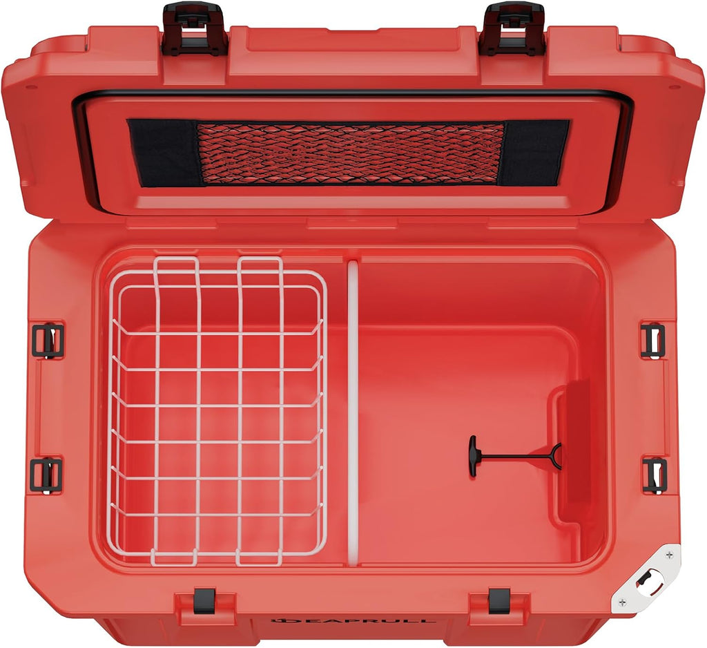 Hard Cooler, Insulated Ice Chest Box Holds Ice for More Days, Portable Cooler with Handle, Cup Holders, Double Latches for Camping Drink, Beach, Picnic, Fishing, Boat, Barbecue