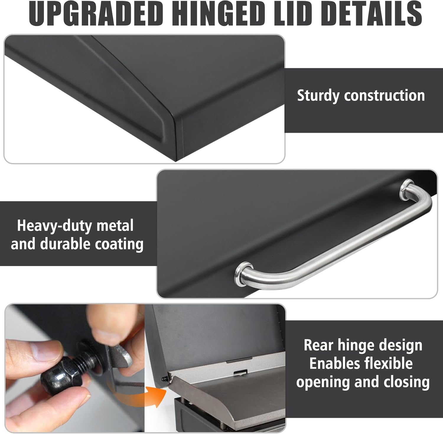 Griddle Lid for Blackstone 28in Griddle 1517 5857 Griddle Hood for Omnivore 1883 2147 2287 2206 2269 Powder Coated Steel with Stainless Steel Handle Flat Top Grill Cover for Blackstone 28in Griddle